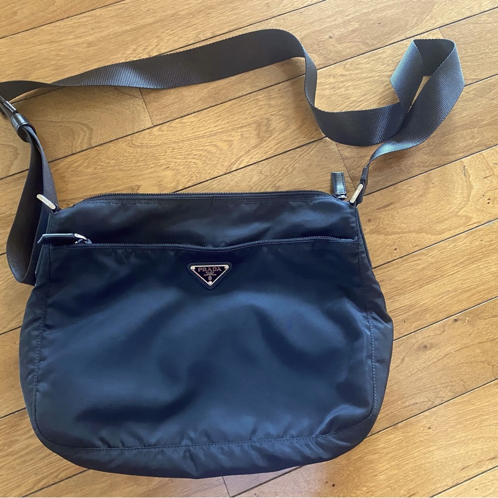 Prada Authentic Vela Flat Messenger Bag